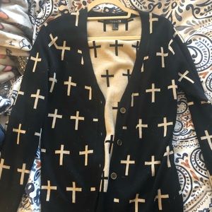 Forever 21 cross cardigan black/tan.